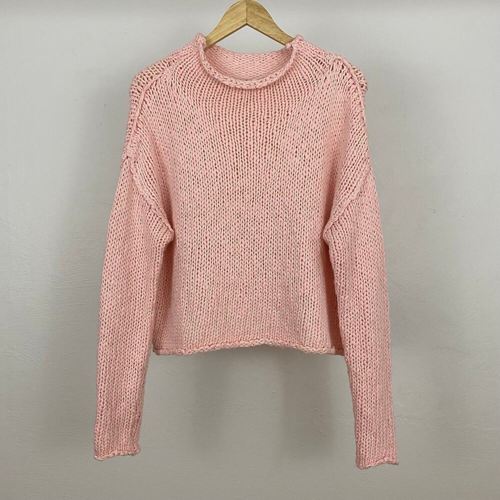 Free People Opal Rollneck Knit Sweater - Silver Peony - Size Medium